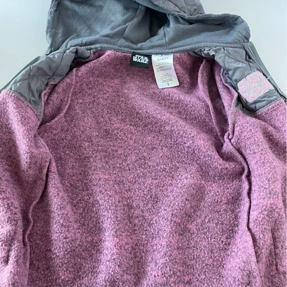 Star‎ Wars Girl's Baby Yoda Pink Full Zip Up Hooded Light Weight Jacket Size 5